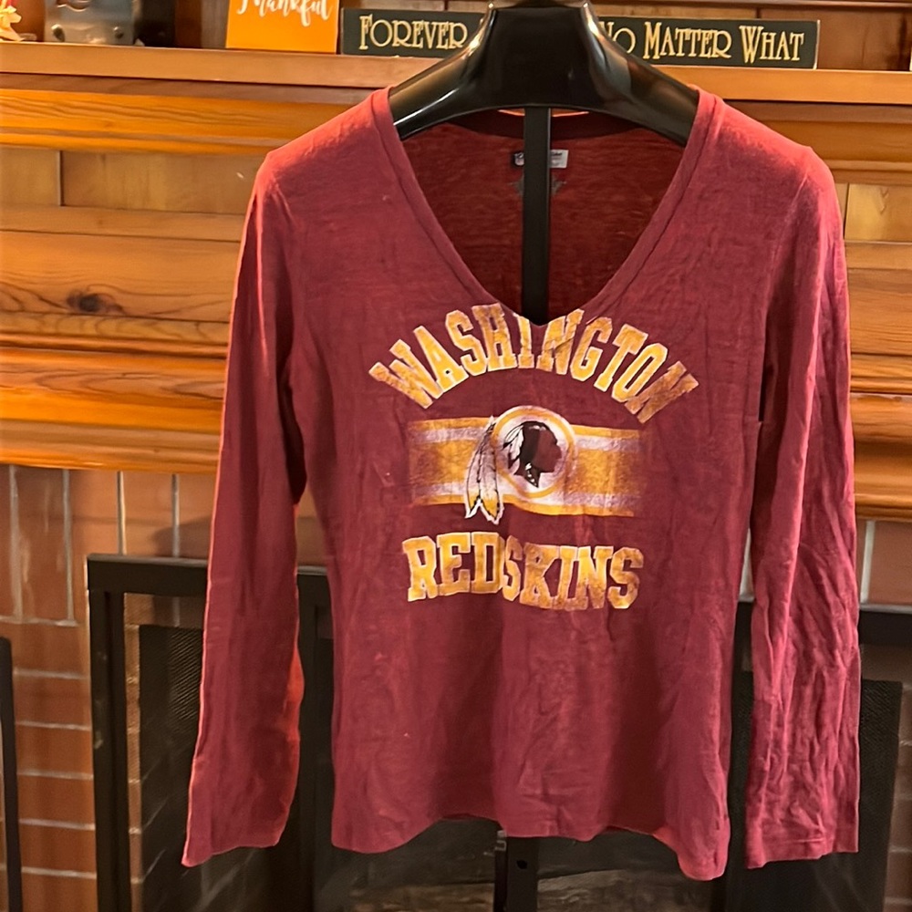 NFL Washington Redskins Long Sleeve T Shirt, deep vneck